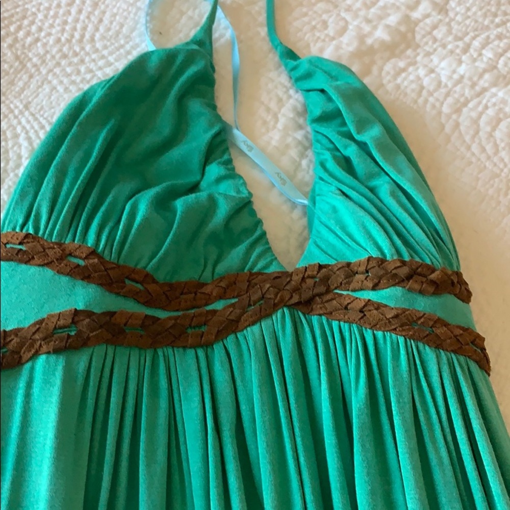 Sky halter midi dress with braided leather